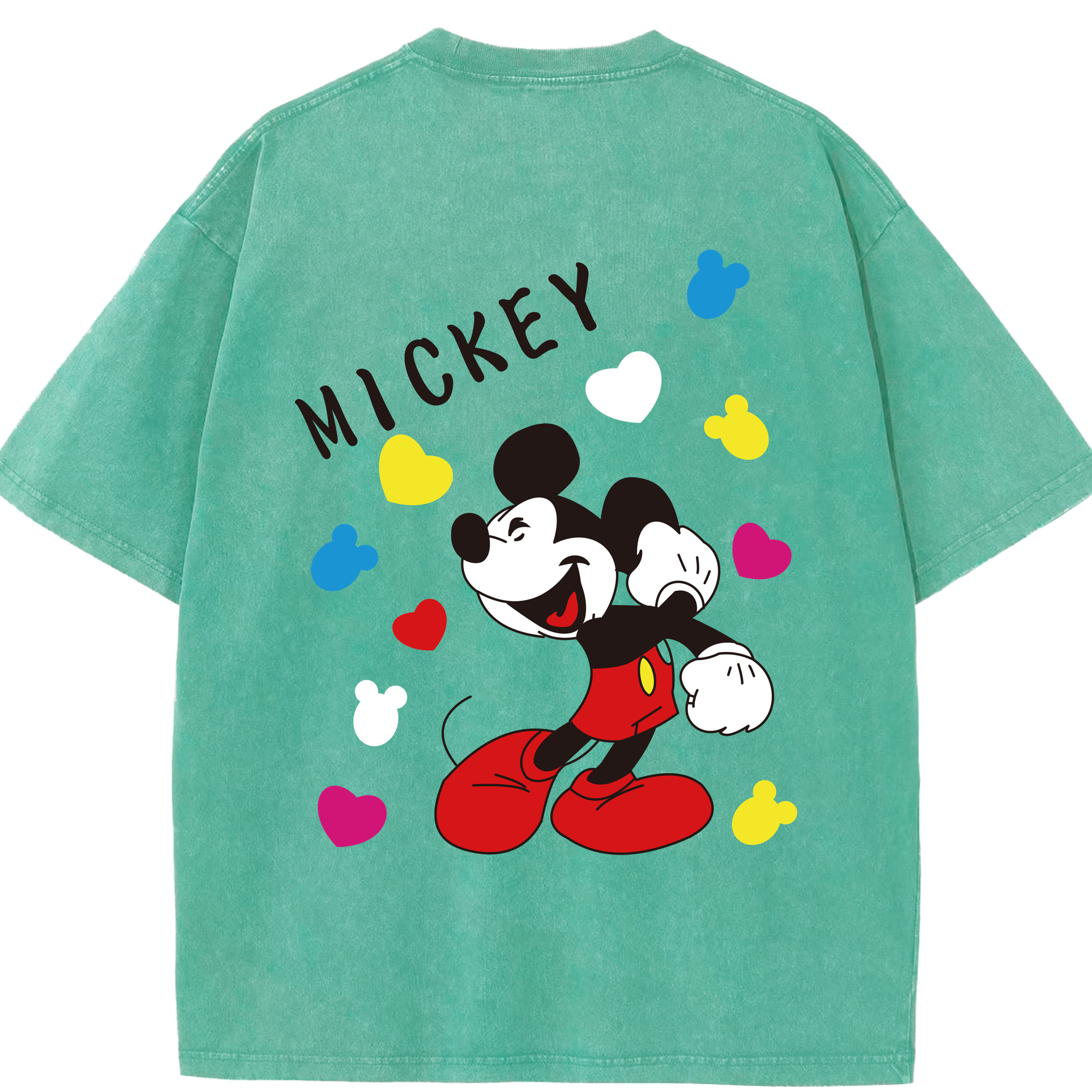 （画像用） ミッキーマウス Mickey Mouse 綿100% ヴィンテージ風 半袖Tシャツ（背面プリント）